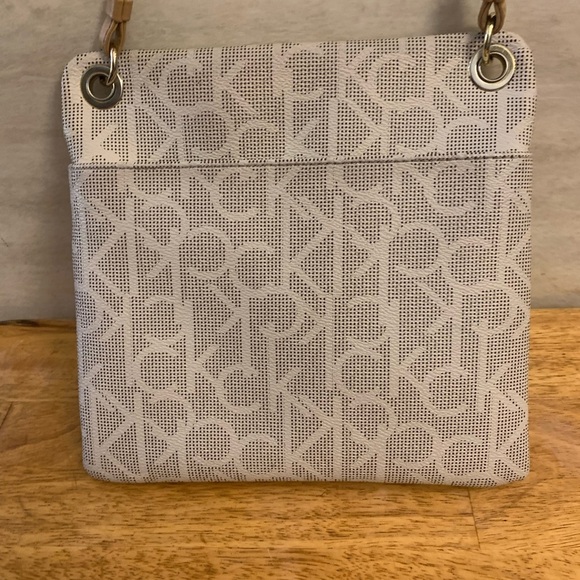 Calvin Klein Tan and White Crossbody Bag with Monogram - Picture 2 of 9